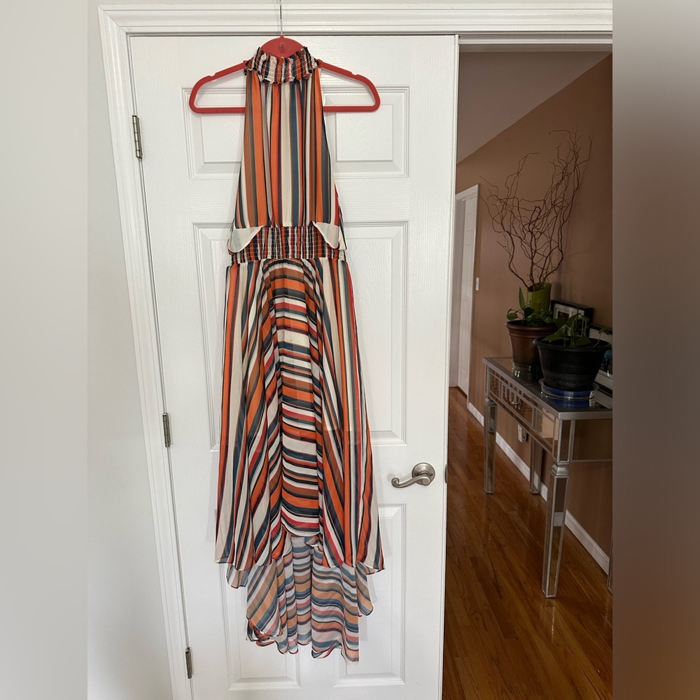 Striped Halter Maxi Dress - Multicolor